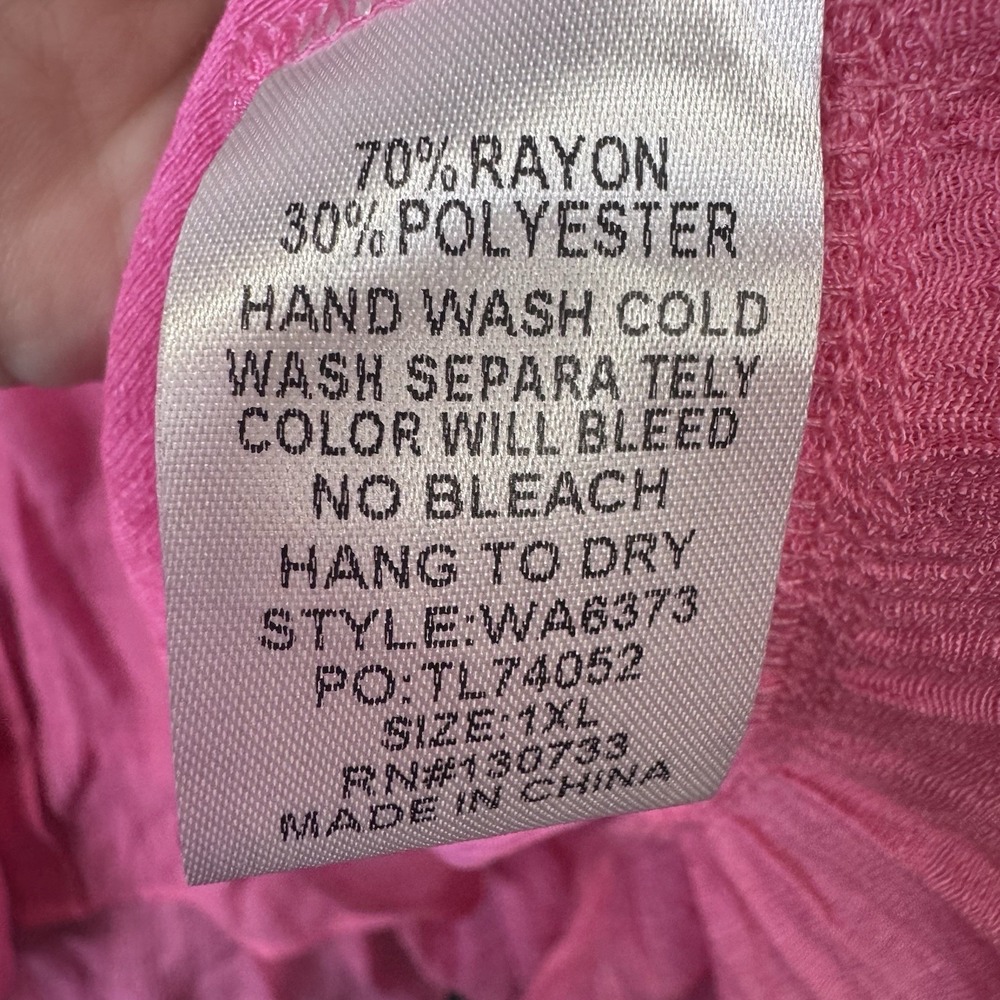 Umgee Plus 1XL Hot Pink Button Front Tunic Top Babydoll Gauze Boho NWT - Picture 6 of 9